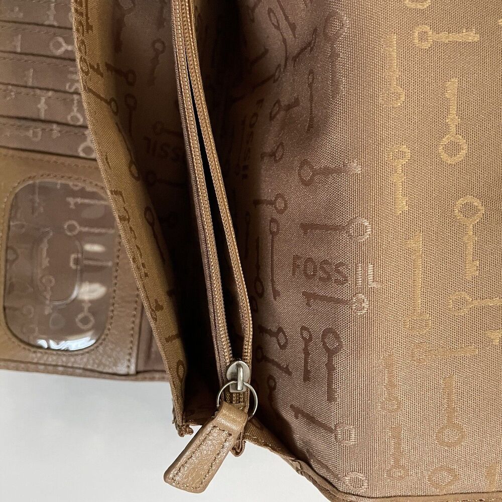 Fossil Brown Tan Multicolor Patchwork Leather Bif… - image 7